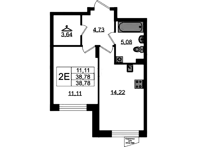 1-комнатная квартира 38.78 м², 2/11 эт., ЖК «VEREN NORT Сертолово»
